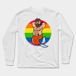 Gay bear merman with lgbtq flag Long Sleeve T-Shirt
